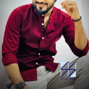 মেরুন বেন কলার শার্ট